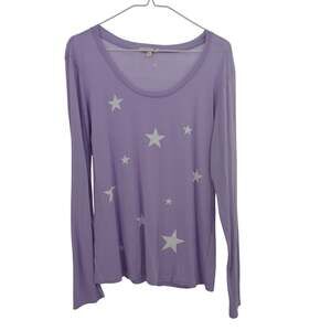 Sundry Purple Star Print Knit Long Sleeve Shirt Womens 2